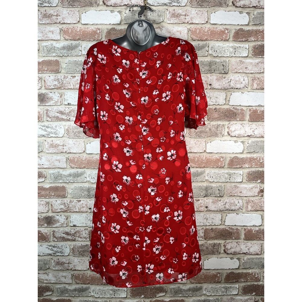 Karl Lagerfeld Red Butterfly Sleeve Floral Dress Size 4 $138 Retail Price